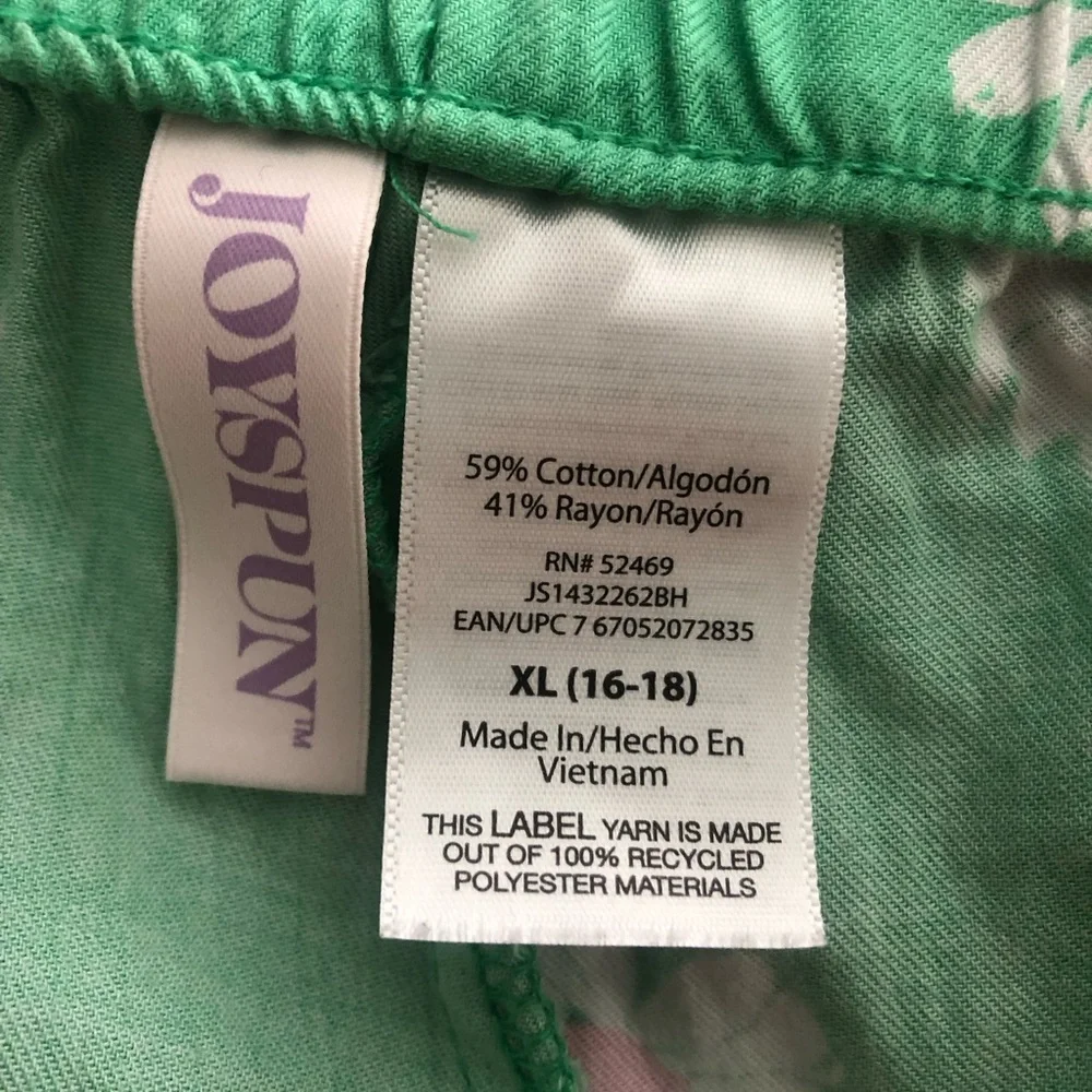 💕5️⃣for25 Joyspun Green and White Floral Athletic Sleep Shorts with pockets NWOT